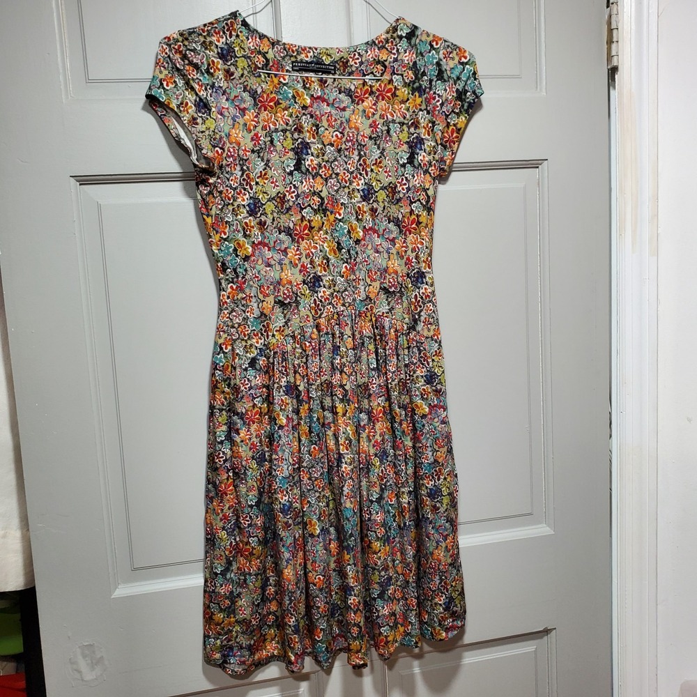 Peruvian Connection Womens Dress XS Floral Fit and Flare Artsy Boho  Midi Casual